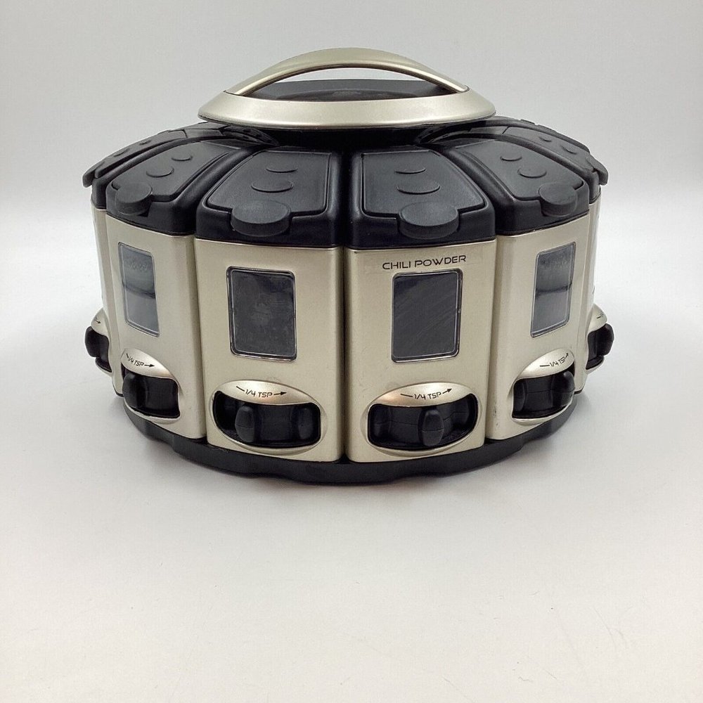 KitchenArt 12 Spice Container Turn-Table Carousel 1/4 Tsp Auto-Measure Herb Rack